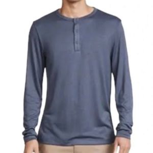 Theory -100% organic prima cotton slate blue 3 button pullover Henley Size XL